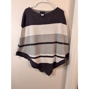 Barefoot Dreams Cozy Chic Ultra Lite Ocean  Blue‎ Stripe Poncho - One Size